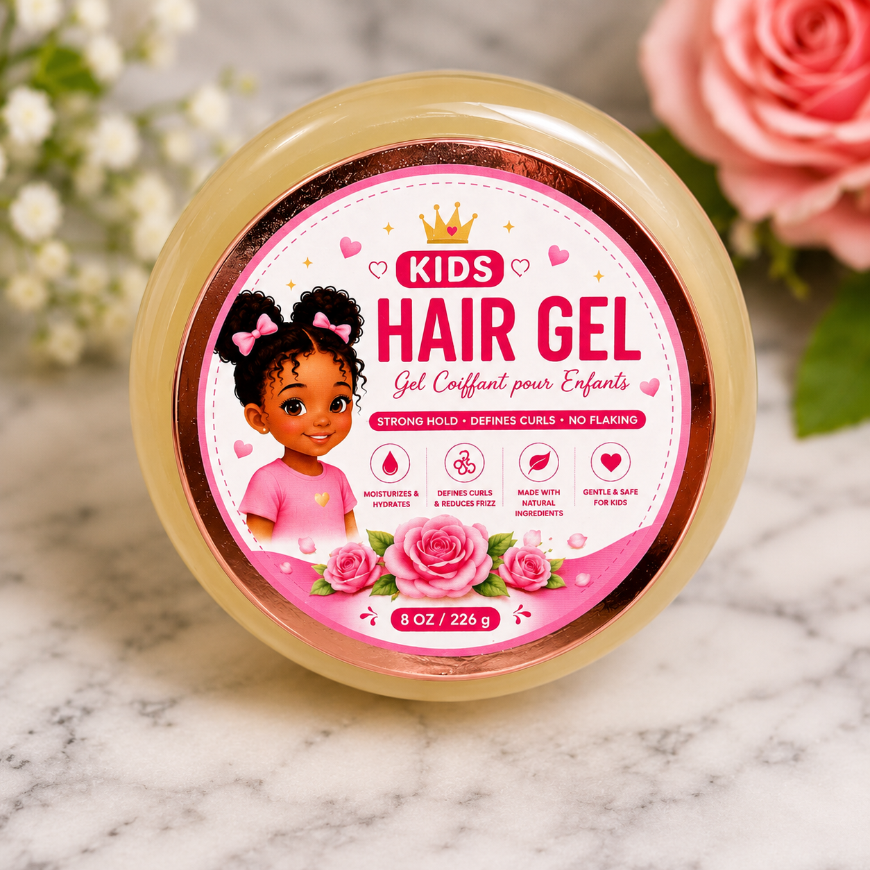 Kids Hair Gel – Strong Hold & Curl Definition (8 oz)