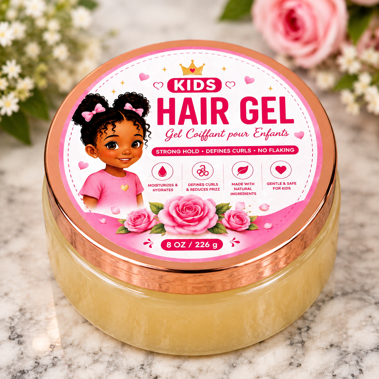 Kids Hair Gel – Strong Hold & Curl Definition (8 oz)